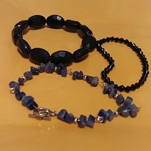 LOT OF 3 CUTE NAVY BRACELETS W/STRETCH BAND